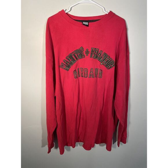 VTG Marithe Francois Girbaud Long Sleeve Distressed Grudge Red Crewneck Sz XXXL - Picture 1 of 12